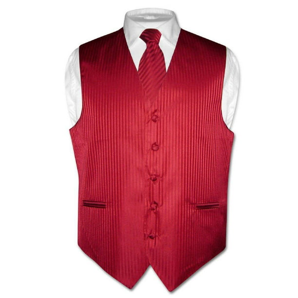 Men's Vertical stripes Tuxedo Vest Waistcoat & 2.5 Skinny Slim Tie Mocca Brown